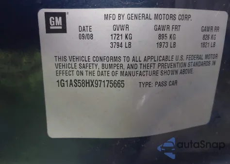 2009 Chevrolet Cobalt Ls from USA, damaged, VIN 1G1AS58HX97175665